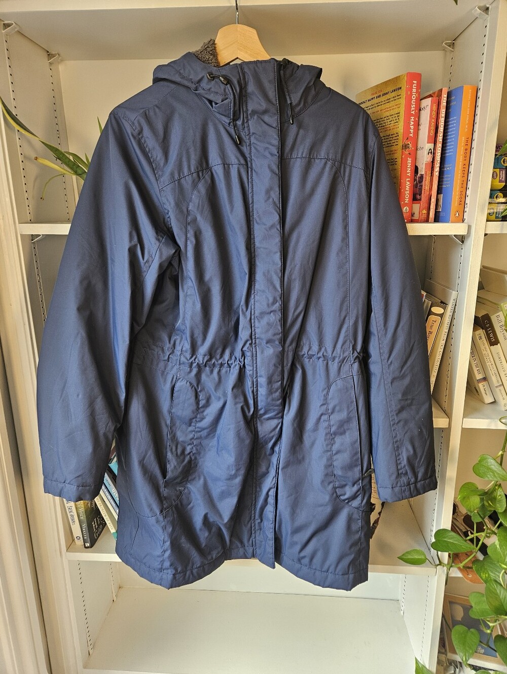 L.L.Bean Winter Warmer Parka Jacket Womens Blue Quilted Sherpa Lined Size Medium - Picture 2 of 10